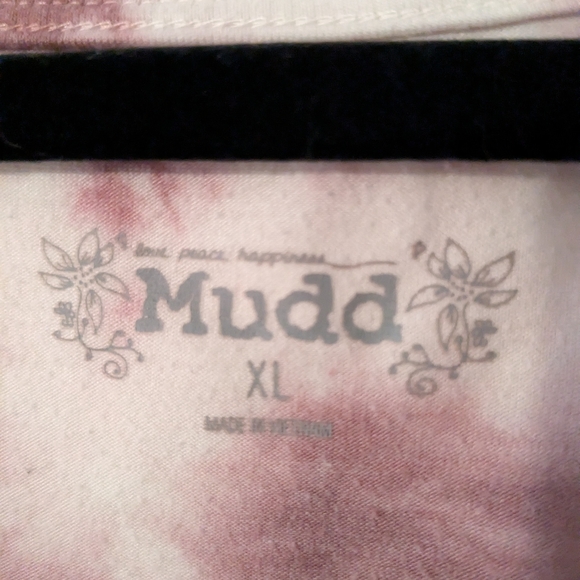 Mudd Mauve and White Tie-Dye Short Sleeve Top Criss Cross - Picture 3 of 5